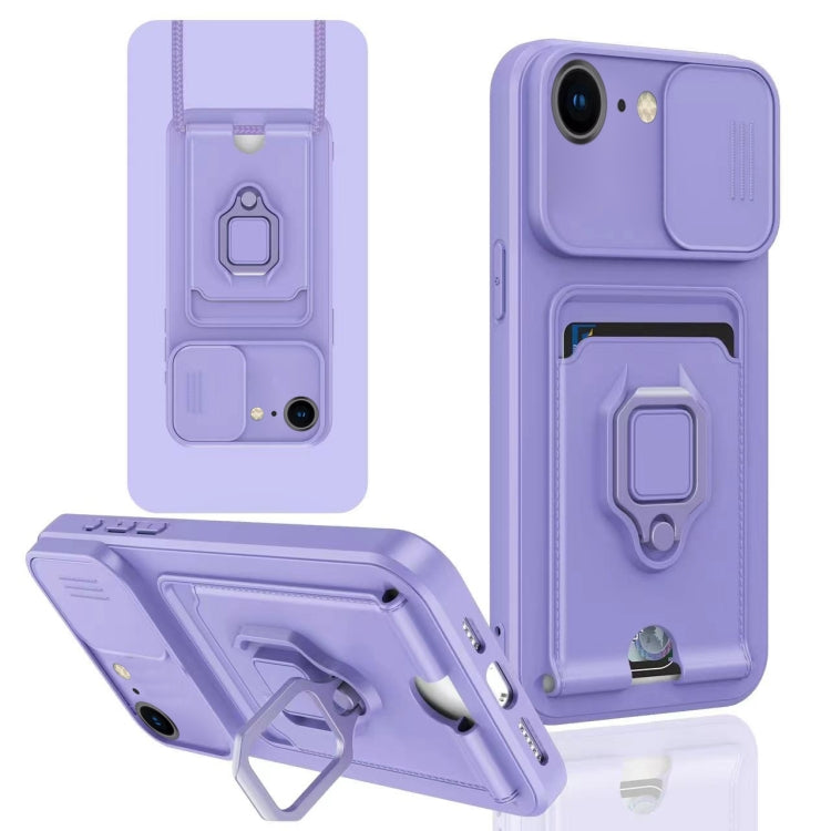 Sliding Camshield Magnetic Card Holder Silicone Phone Case, For iPhone 7 / 8 / SE 2022, For iPhone 13 Pro Max, For iPhone 13 Pro, For iPhone 13