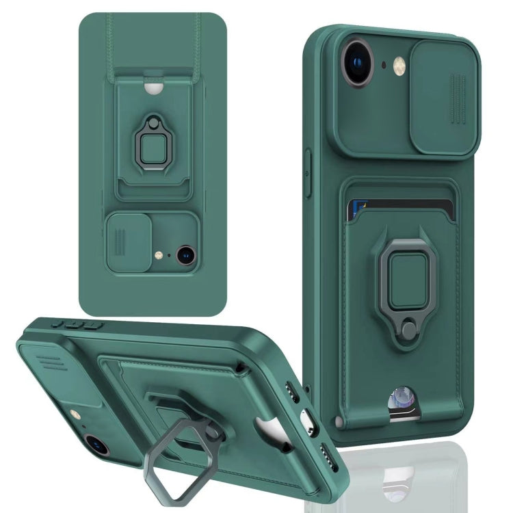 Sliding Camshield Magnetic Card Holder Silicone Phone Case, For iPhone 7 / 8 / SE 2022, For iPhone 13 Pro Max, For iPhone 13 Pro, For iPhone 13