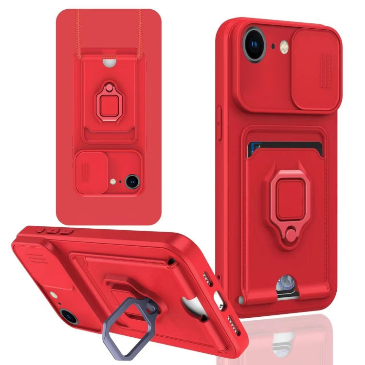 Sliding Camshield Magnetic Card Holder Silicone Phone Case, For iPhone 7 / 8 / SE 2022, For iPhone 13 Pro Max, For iPhone 13 Pro, For iPhone 13