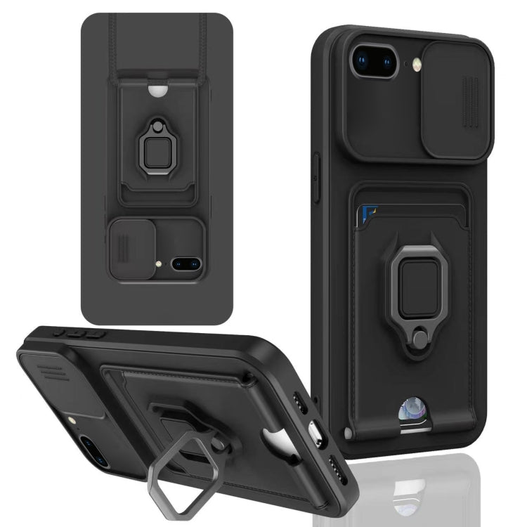 Sliding Camshield Magnetic Card Holder Silicone Phone Case, For iPhone XS Max, For iPhone 7 Plus / 8 Plus
