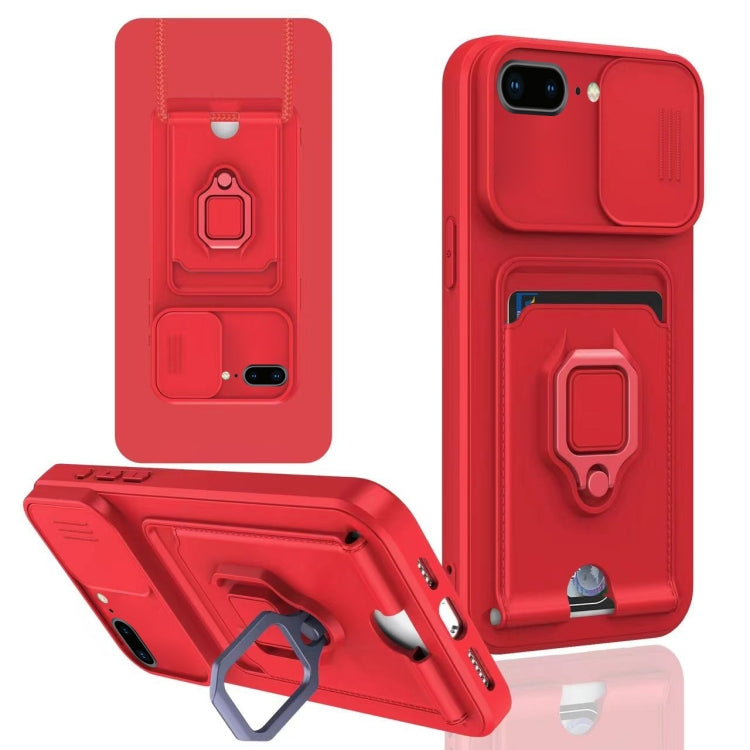 Sliding Camshield Magnetic Card Holder Silicone Phone Case, For iPhone XS Max, For iPhone 7 Plus / 8 Plus
