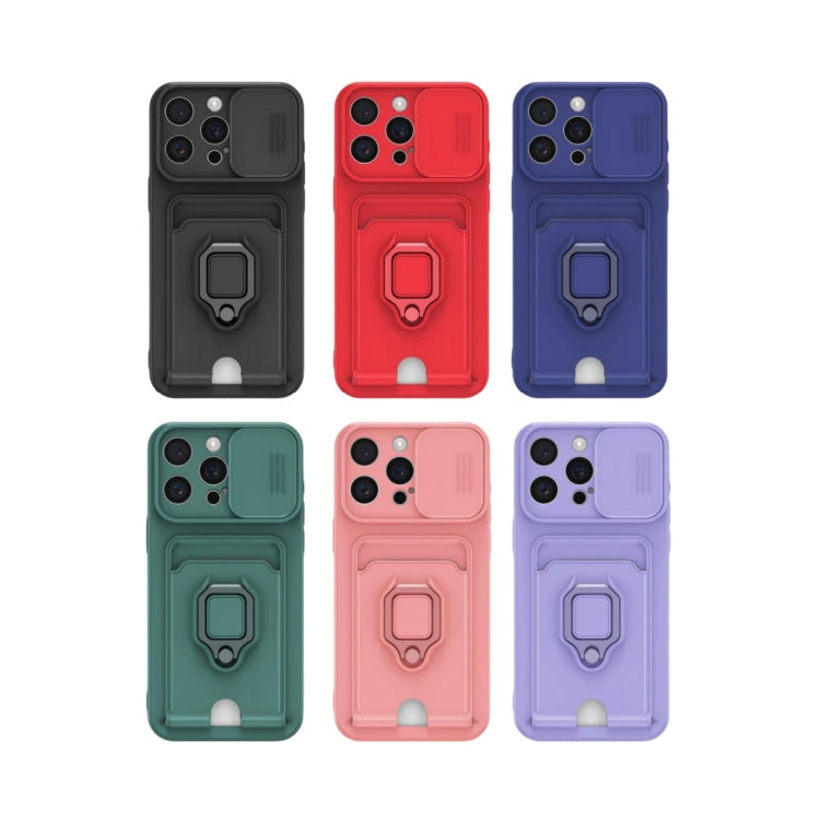 Sliding Camshield Magnetic Card Holder Silicone Phone Case, For iPhone 11, For iPhone 11 Pro, For iPhone XR, For iPhone XS Max
