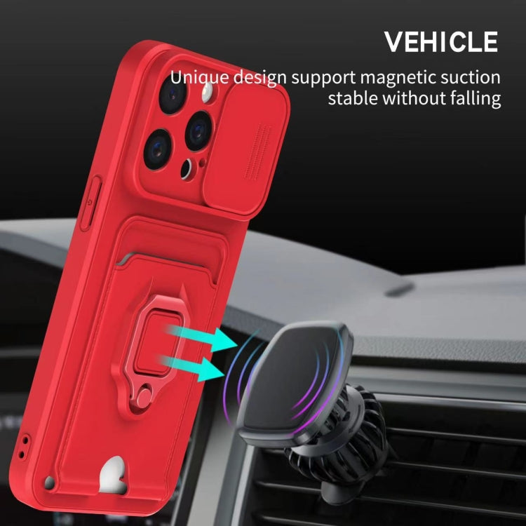 Sliding Camshield Magnetic Card Holder Silicone Phone Case, For iPhone 14 Plus, For iPhone 14, For iPhone 14 Pro, For iPhone 14 Pro Max