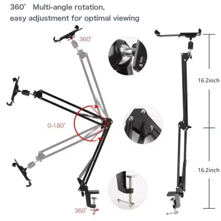 XWJ005 Adjustable Desk Clamp Bracket 360 Degrees Rotatable Tablet Phone Holder, XWJ005