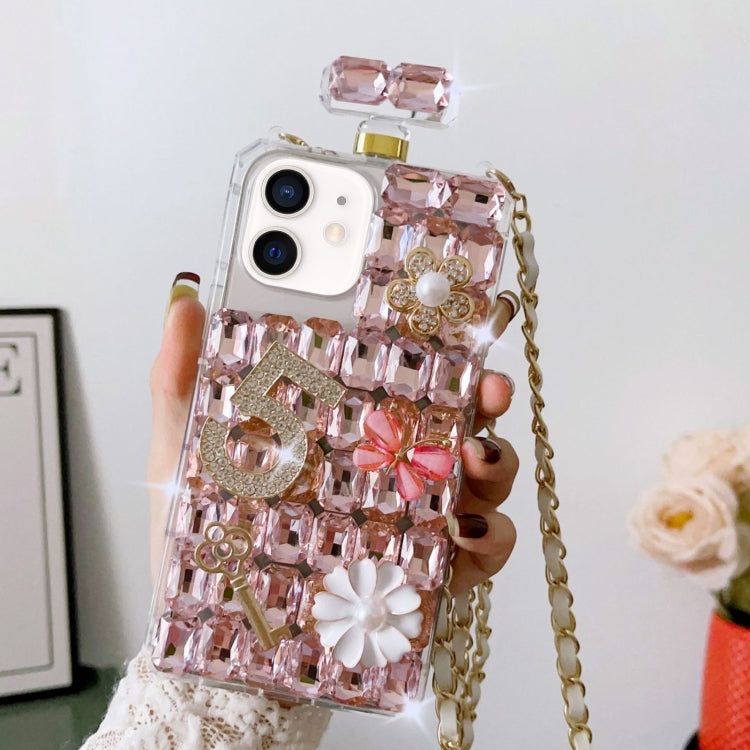 Crossbody Perfume Bottle Handmade Inlaid Diamond PC Phone Case, For iPhone 13 Pro, For iPhone 13, For iPhone 13 mini, For iPhone 12, For iPhone 12 Pro Max, For iPhone 12 Pro