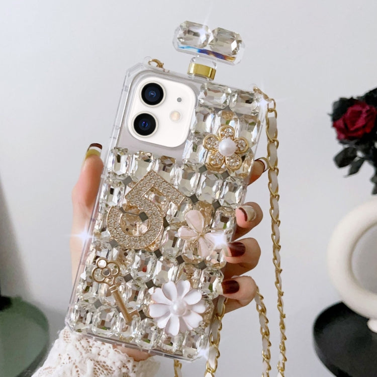Crossbody Perfume Bottle Handmade Inlaid Diamond PC Phone Case, For iPhone 12 mini, For iPhone 11 Pro Max, For iPhone 11, For iPhone 11 Pro, For iPhone XR, For iPhone XS Max