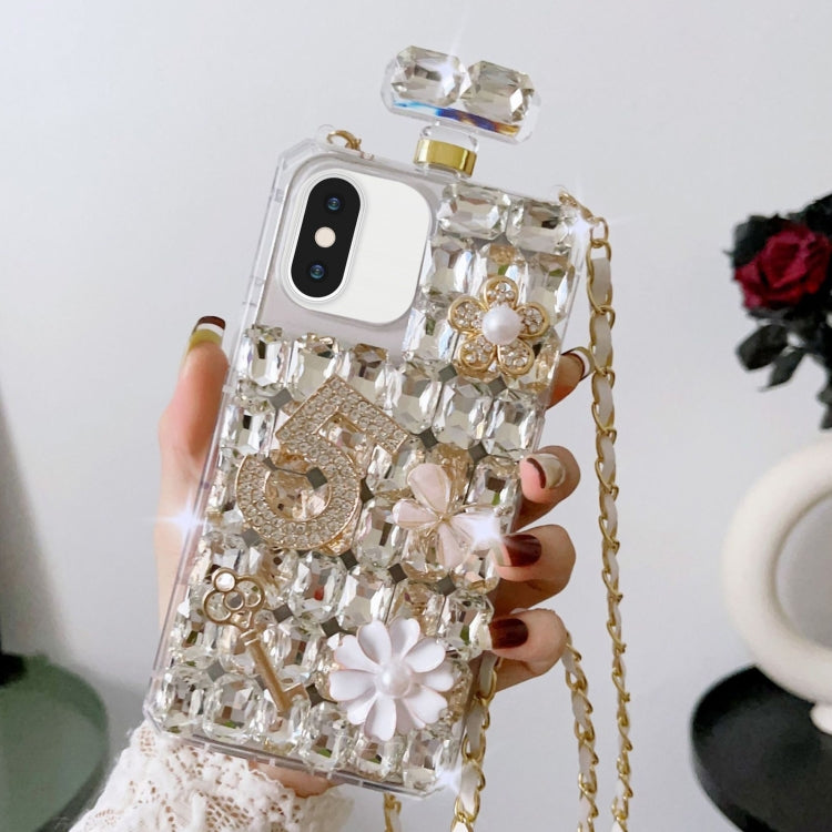 Crossbody Perfume Bottle Handmade Inlaid Diamond PC Phone Case, For iPhone SE 2022 /  7 / 8, For iPhone X / XS, For iPhone 7 Plus / 8 Plus