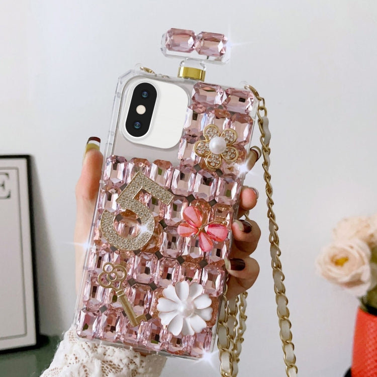 Crossbody Perfume Bottle Handmade Inlaid Diamond PC Phone Case, For iPhone SE 2022 /  7 / 8, For iPhone X / XS, For iPhone 7 Plus / 8 Plus