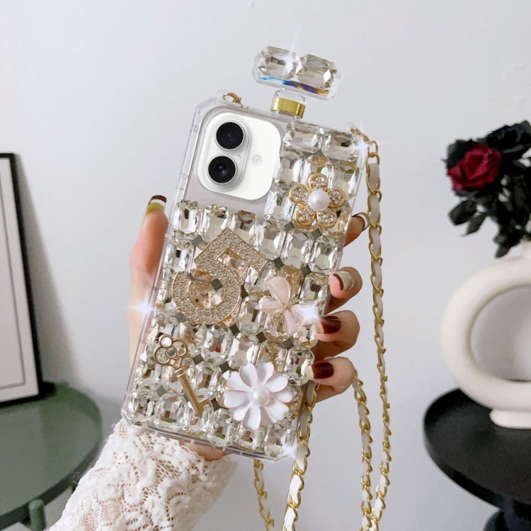 Crossbody Perfume Bottle Handmade Inlaid Diamond PC Phone Case, For iPhone 16 Pro Max, For iPhone 16 Pro, For iPhone 16 Plus, For iPhone 16, For iPhone 15 Pro Max, For iPhone 15 Pro