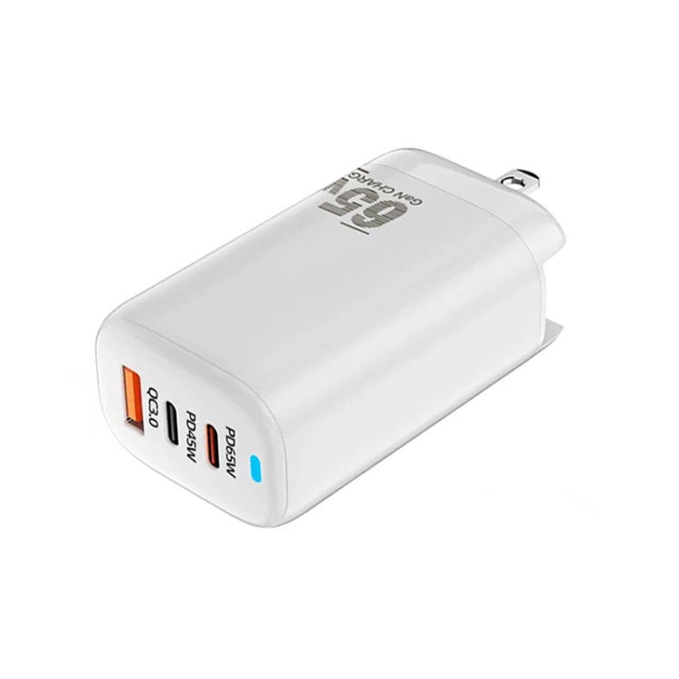 TE-65W GaN PD65W Dual USB-C/Type-C+USB-A Laptop Tablet Adapter，US Plug, US Plug