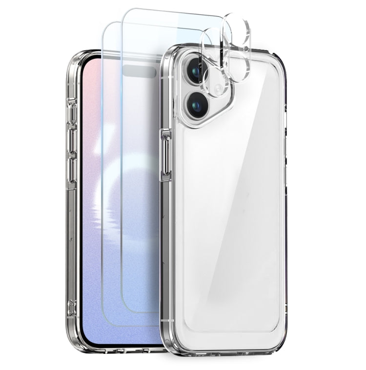 NORTHJO 5 in 1 Clear Phone Case with 2pcs Screen Film + 2pcs Camera Lens Film, For iPhone 16 Pro Max, For iPhone 16 Pro, For iPhone 16 Plus, For iPhone 16
