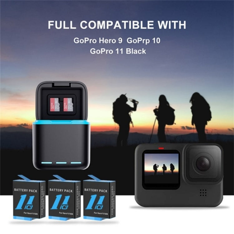 GP-910 3-Battery Charging Box Storage Case For GoPro HERO12 Black /11 Black /10 Black /9 Black, For GoPro HERO12 Black /11 Black /10 Black /9 Black
