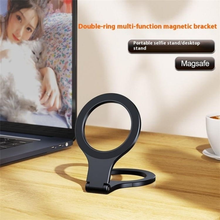 D59 Aluminum Alloy Finger Ring Grip MagSafe Dual Magnetic Phone Back Dual Ring Holder, D59 Ring Holder