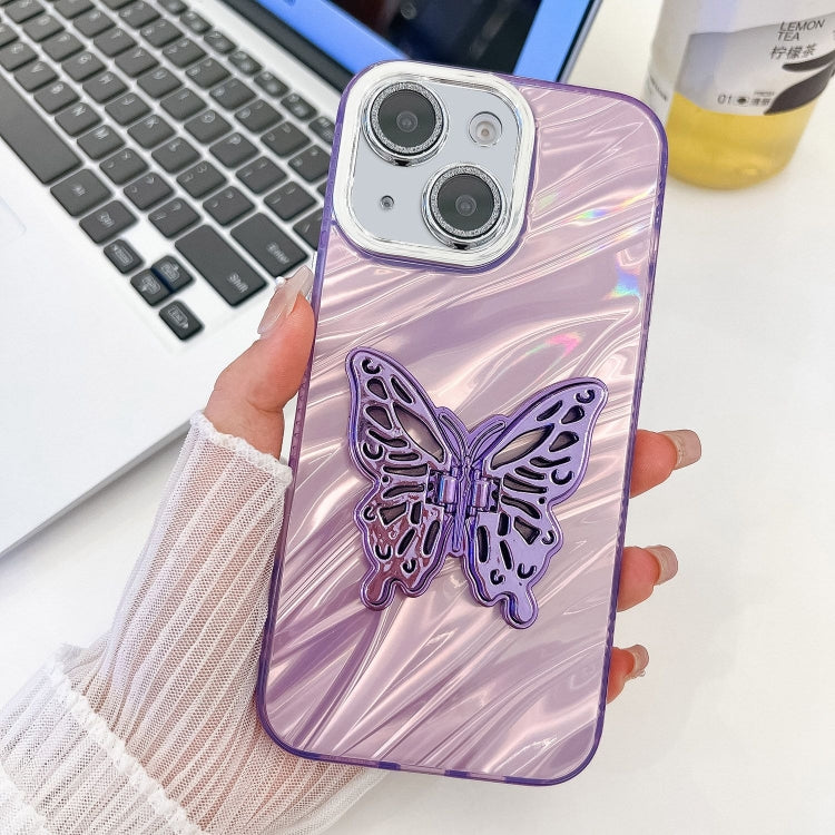 Plating Glitter Texture Butterfly Holder TPU Phone Case with Lens Film, Series 8