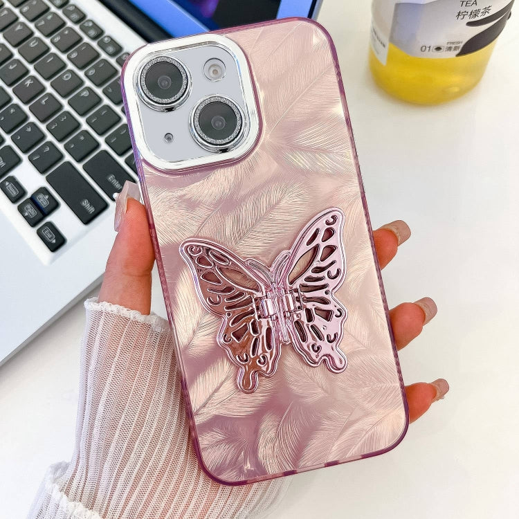 Plating Glitter Texture Butterfly Holder TPU Phone Case with Lens Film, Series 8