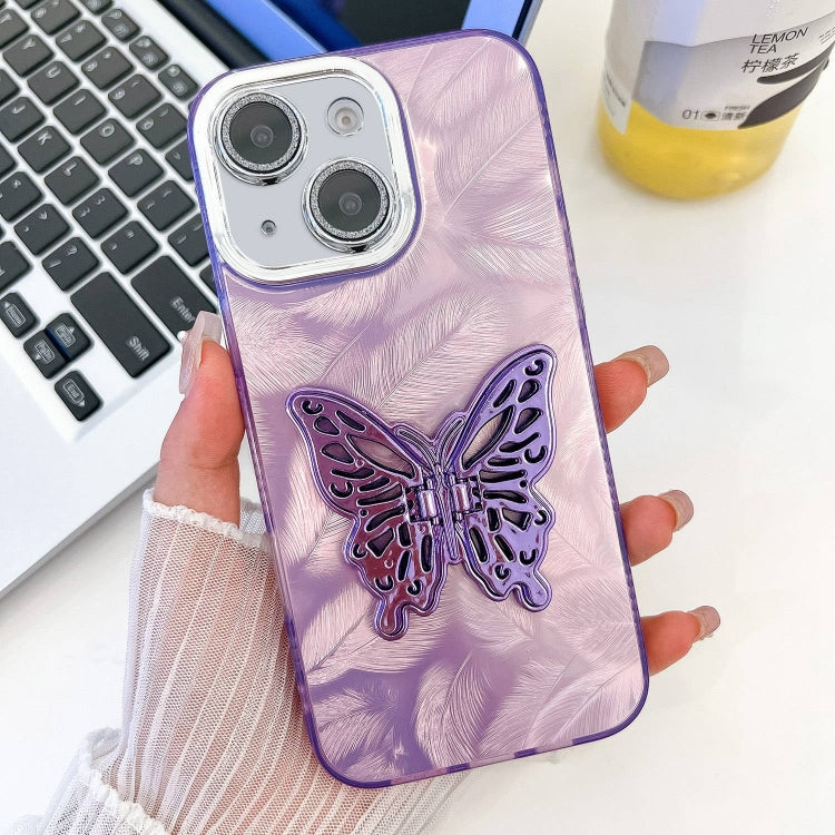 Plating Glitter Texture Butterfly Holder TPU Phone Case with Lens Film, Series 8