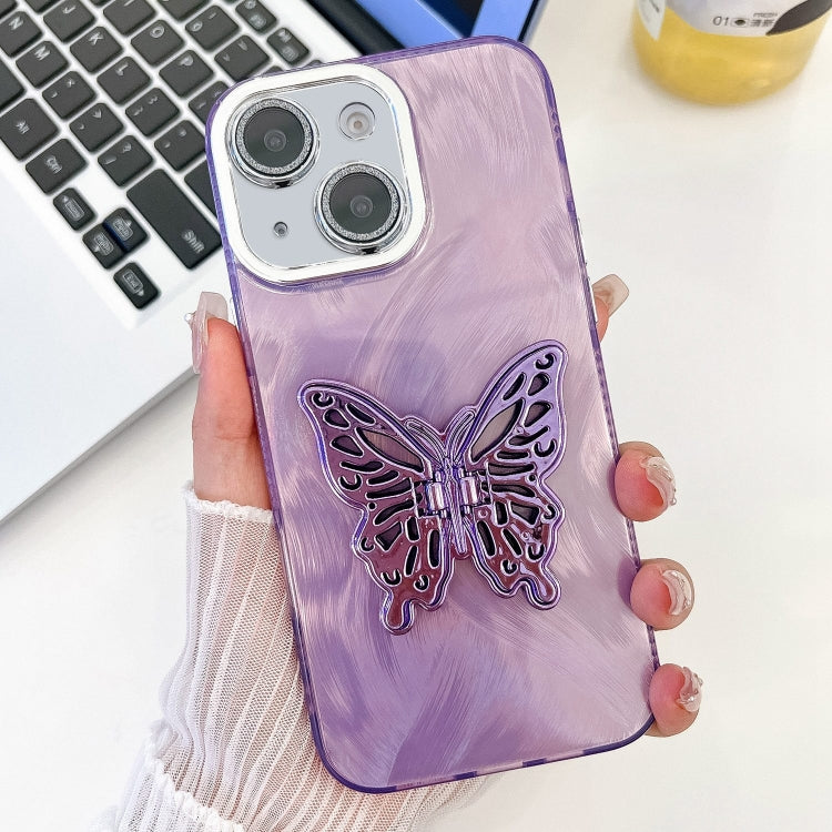 Plating Glitter Texture Butterfly Holder TPU Phone Case with Lens Film, Series 8