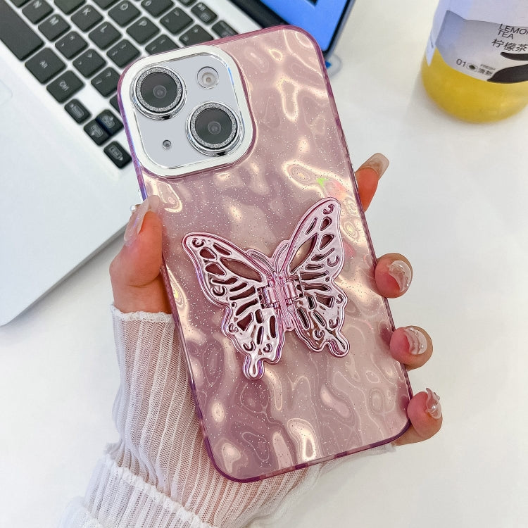 Plating Glitter Texture Butterfly Holder TPU Phone Case with Lens Film, Series 8