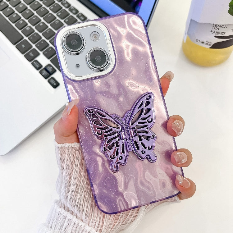 Plating Glitter Texture Butterfly Holder TPU Phone Case with Lens Film, Series 8