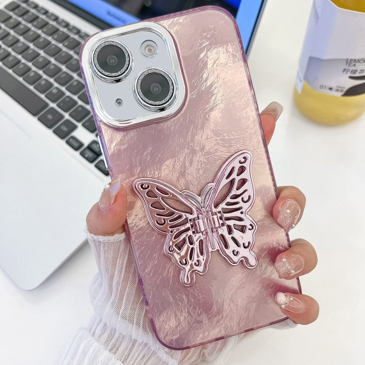 Plating Glitter Texture Butterfly Holder TPU Phone Case with Lens Film, Series 8