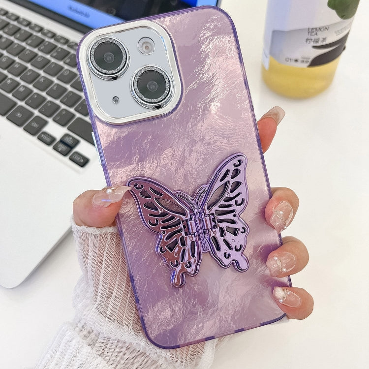 Plating Glitter Texture Butterfly Holder TPU Phone Case with Lens Film, Series 8