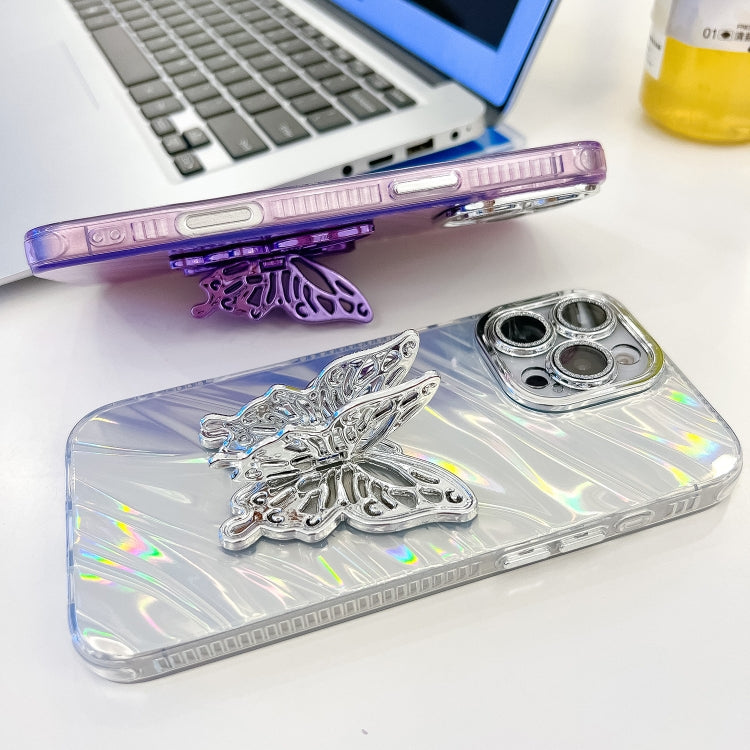 Plating Glitter Texture Butterfly Holder TPU Phone Case with Lens Film, Series 8