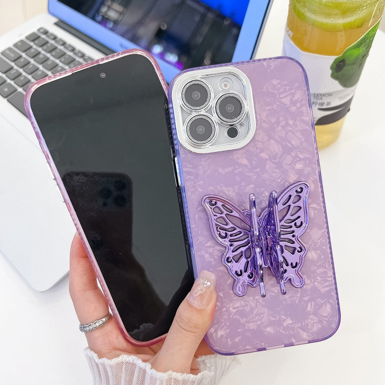 Plating Glitter Texture Butterfly Holder TPU Phone Case with Lens Film, Series 8