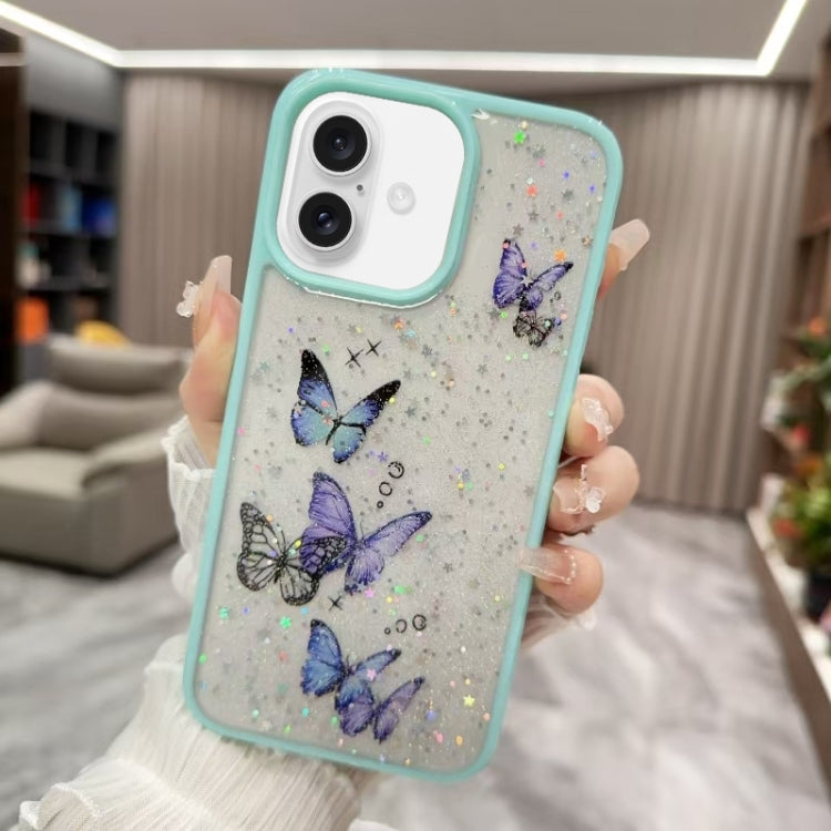 Color Butterfly Glitter Epoxy TPU Phone Case, For iPhone 16 Pro Max, For iPhone 16 Pro, For iPhone 16 Plus, For iPhone 16, For iPhone 15 Pro Max, For iPhone 15 Pro, For iPhone 15 Plus, For iPhone 15