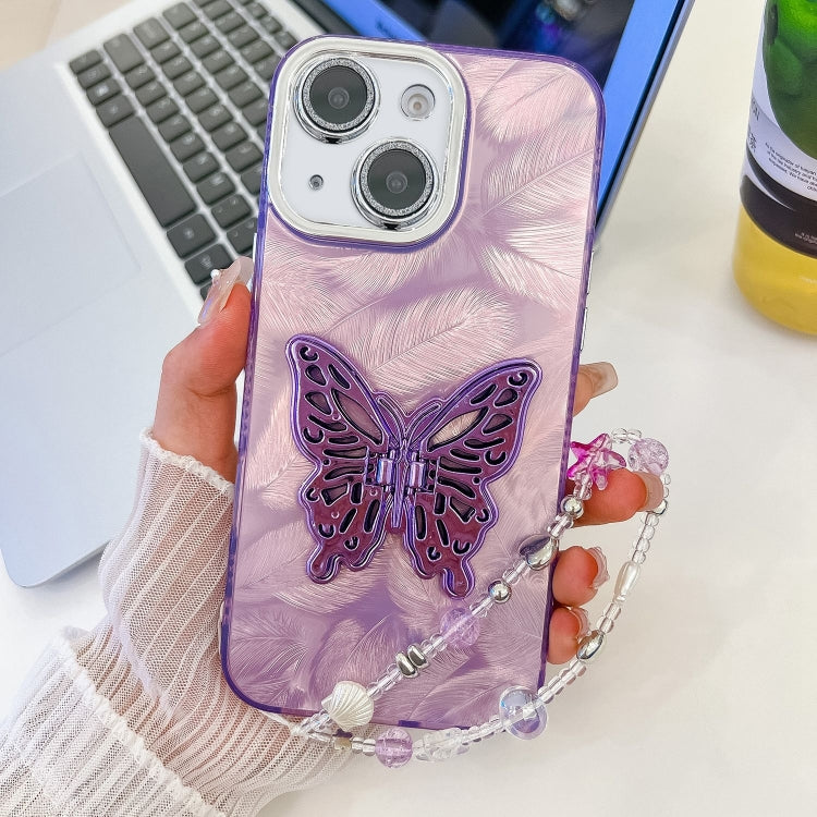 Plating Glitter Lens Film Texture Butterfly Holder Wristband Phone Case, Series 3
