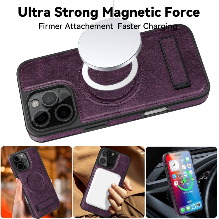 Multi-function Holder MagSafe PU Phone Case, For iPhone 16 Pro Max, For iPhone 16 Pro, For iPhone 16 Plus