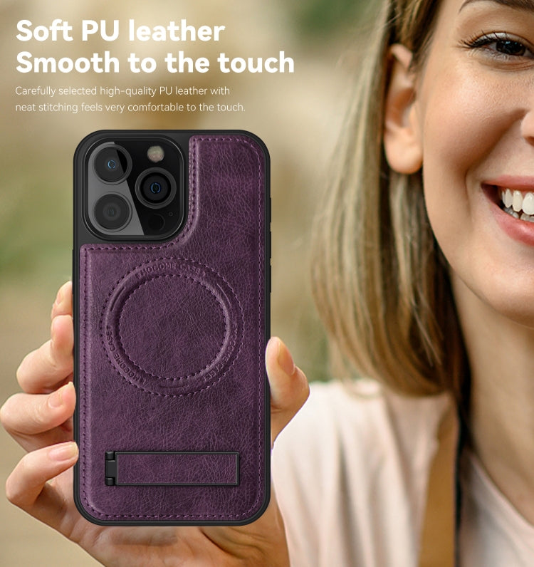 Multi-function Holder MagSafe PU Phone Case, For iPhone 16 Pro Max, For iPhone 16 Pro, For iPhone 16 Plus