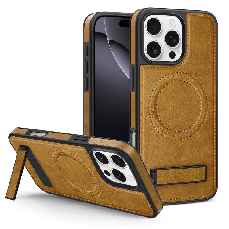 Multi-function Holder MagSafe PU Phone Case, For iPhone 16 Pro Max, For iPhone 16 Pro, For iPhone 16 Plus