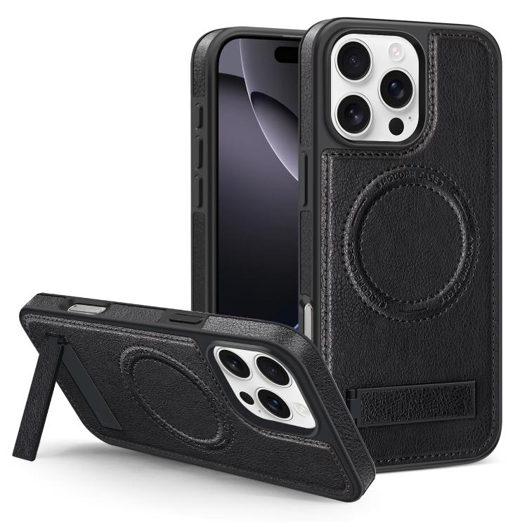 Multi-function Holder MagSafe PU Phone Case, For iPhone 16 Pro Max, For iPhone 16 Pro, For iPhone 16 Plus