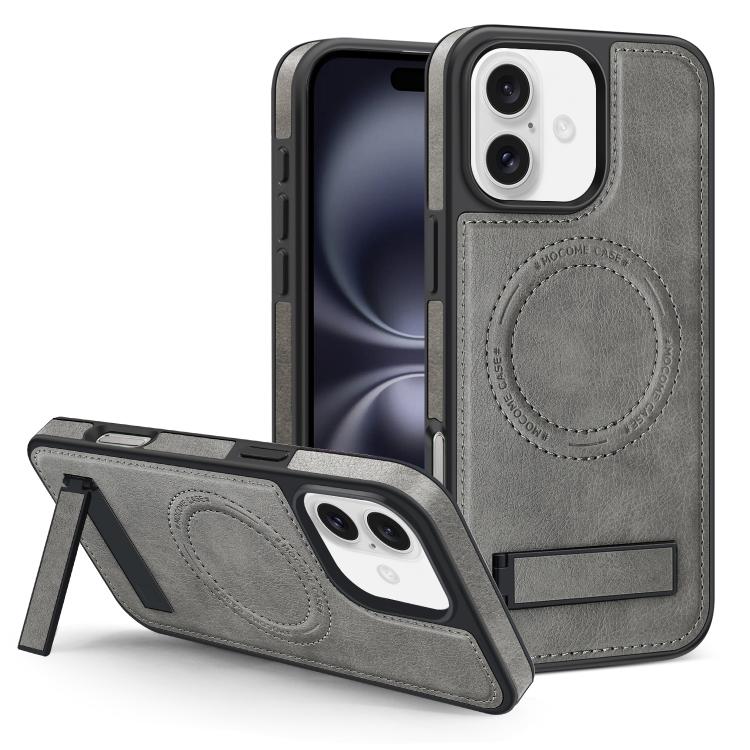 Multi-function Holder MagSafe PU Phone Case, For iPhone 16
