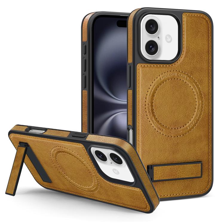 Multi-function Holder MagSafe PU Phone Case, For iPhone 16