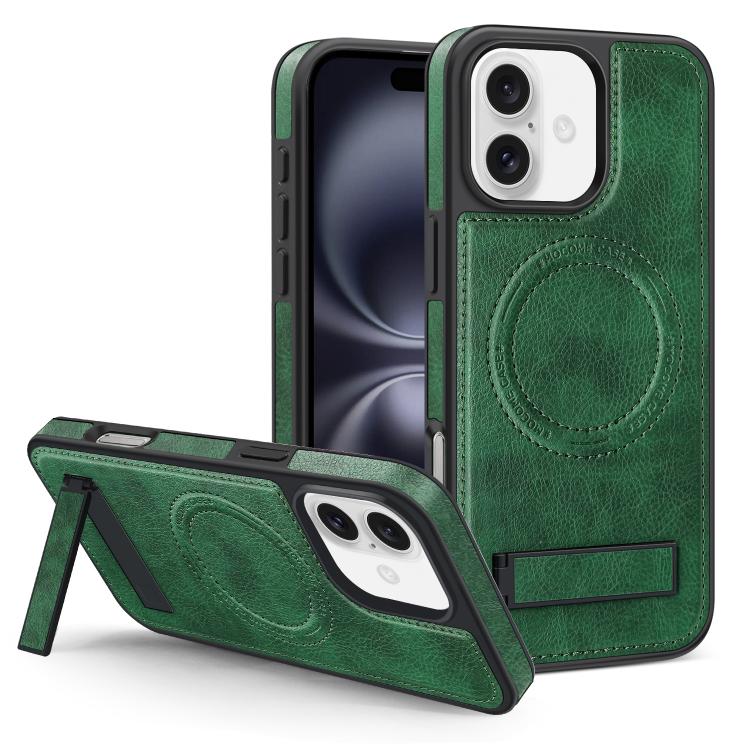Multi-function Holder MagSafe PU Phone Case, For iPhone 16