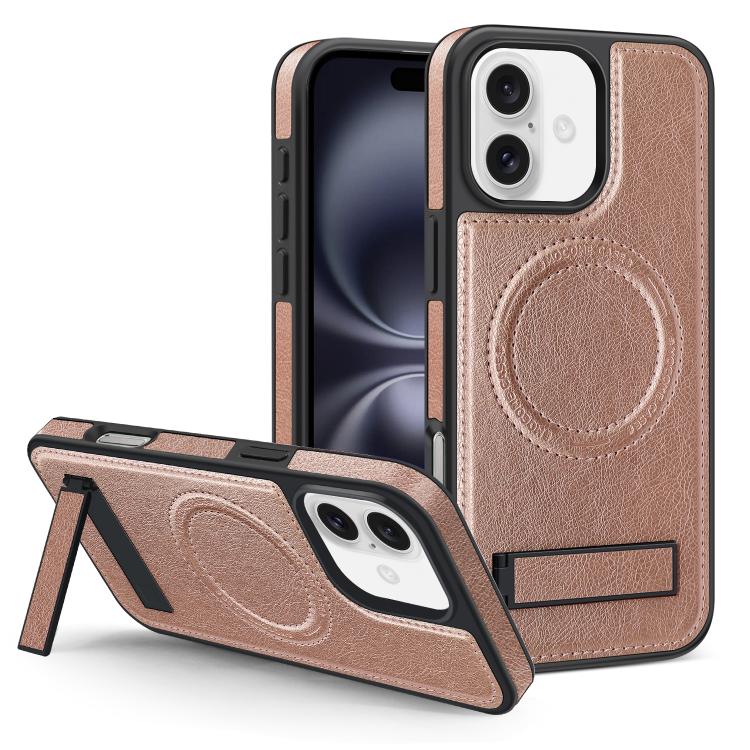 Multi-function Holder MagSafe PU Phone Case, For iPhone 16