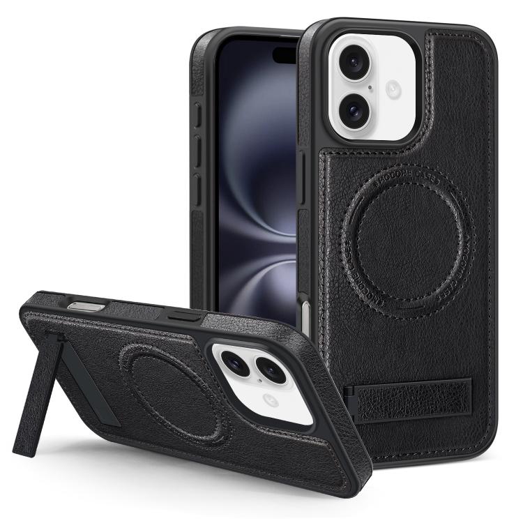 Multi-function Holder MagSafe PU Phone Case, For iPhone 16