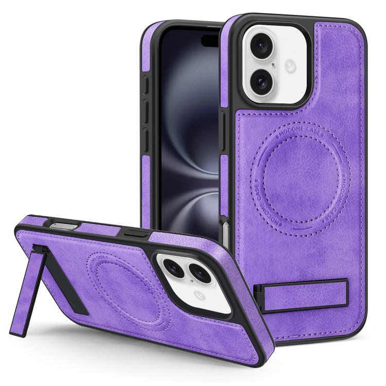 Multi-function Holder MagSafe PU Phone Case, For iPhone 16