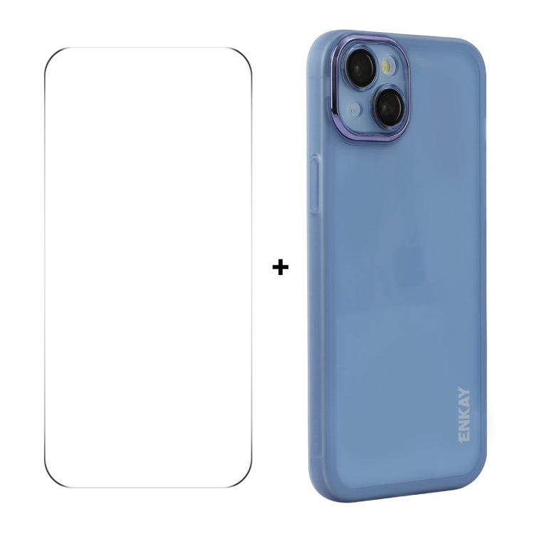 ENKAY Hat-Prince Translucent Matte TPU Phone Case with Lens Film + 9H Big Arc Edge Film, For iPhone 14 Plus, For iPhone 14, For iPhone 14 Pro, For iPhone 14 Pro Max