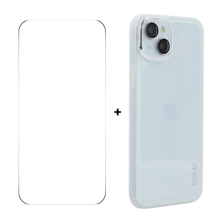 ENKAY Hat-Prince Translucent Matte TPU Phone Case with Lens Film + 9H Big Arc Edge Film, For iPhone 14 Plus, For iPhone 14, For iPhone 14 Pro, For iPhone 14 Pro Max
