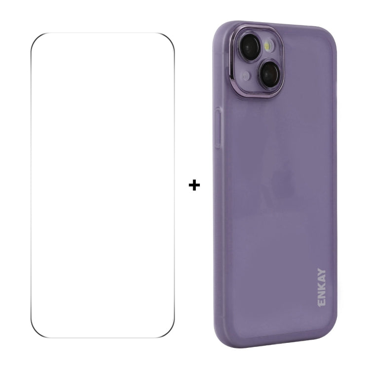 ENKAY Hat-Prince Translucent Matte TPU Phone Case with Lens Film + 9H Big Arc Edge Film, For iPhone 14 Plus, For iPhone 14, For iPhone 14 Pro, For iPhone 14 Pro Max