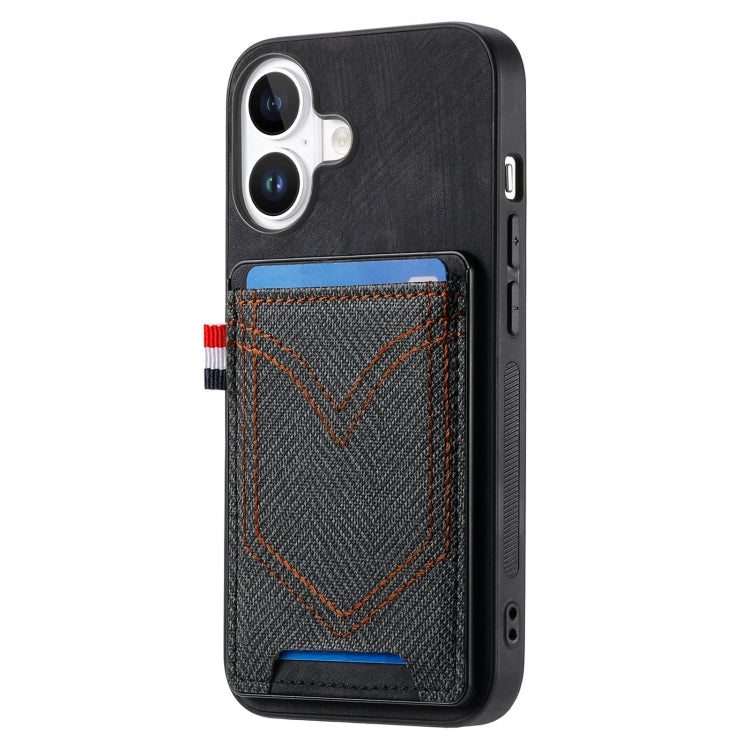 Denim Texture Leather Skin Phone Case with Card Slot, For iPhone 16