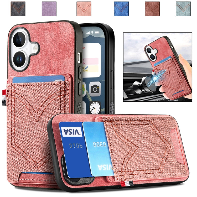 Denim Texture Leather Skin Phone Case with Card Slot, For iPhone 16e, For iPhone 16 Pro Max, For iPhone 16 Pro, For iPhone 16 Plus