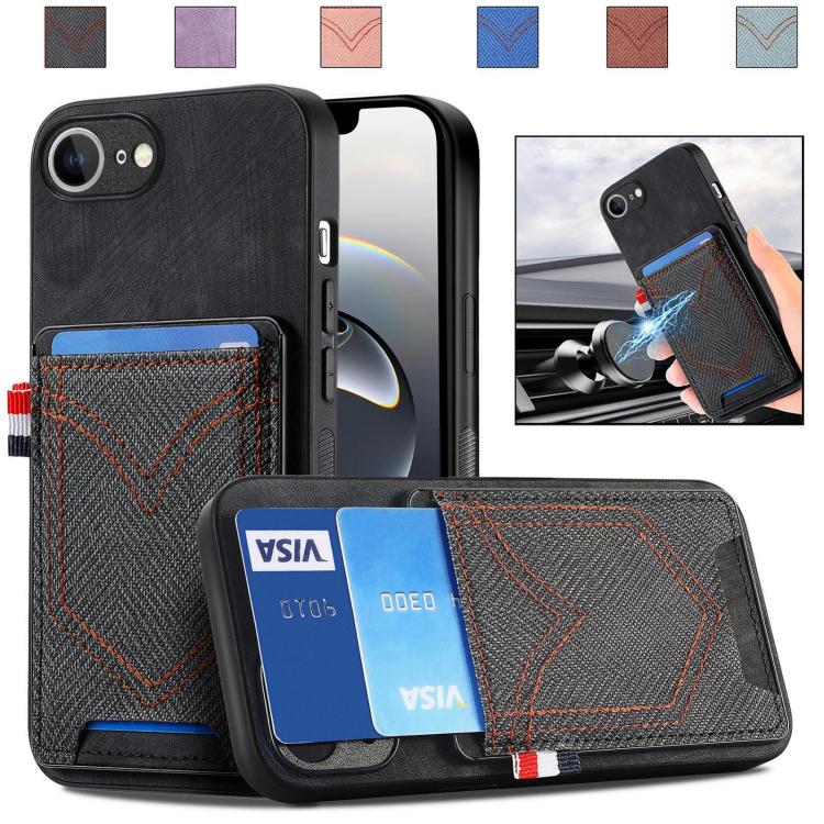 Denim Texture Leather Skin Phone Case with Card Slot, For iPhone 16e, For iPhone 16 Pro Max, For iPhone 16 Pro, For iPhone 16 Plus