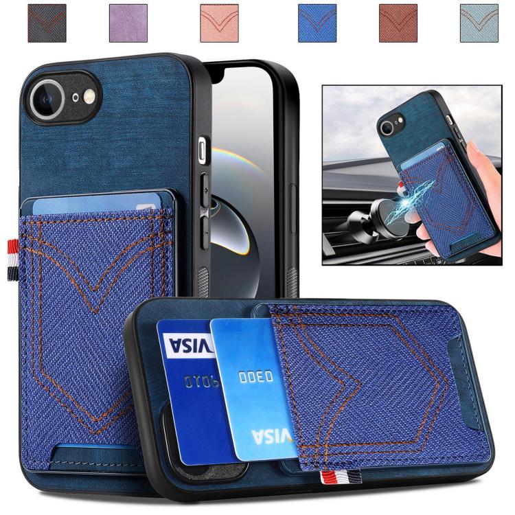 Denim Texture Leather Skin Phone Case with Card Slot, For iPhone 16e, For iPhone 16 Pro Max, For iPhone 16 Pro, For iPhone 16 Plus