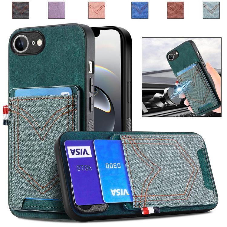 Denim Texture Leather Skin Phone Case with Card Slot, For iPhone 16e, For iPhone 16 Pro Max, For iPhone 16 Pro, For iPhone 16 Plus