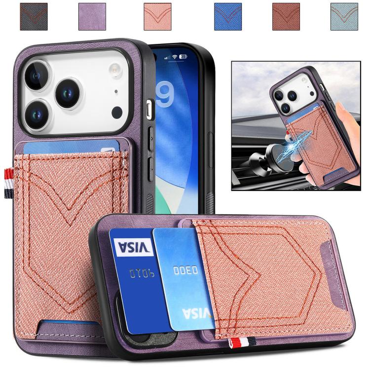 Denim Texture Leather Skin Phone Case with Card Slot, For iPhone 17e / 16e, For iPhone 17 Pro Max, For iPhone 17 Pro, For iPhone 17