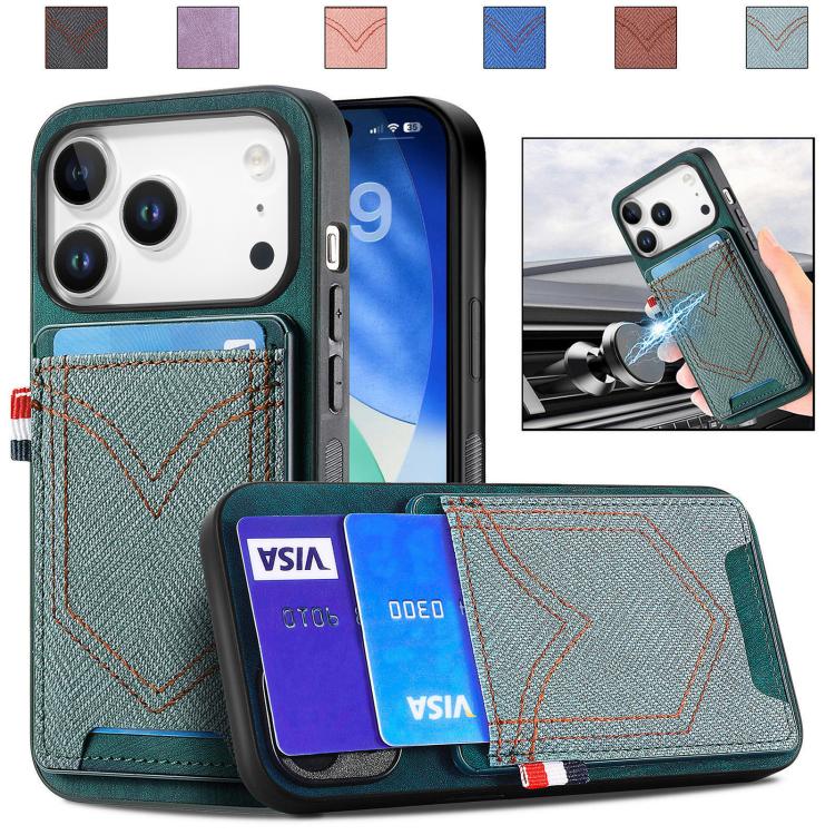 Denim Texture Leather Skin Phone Case with Card Slot, For iPhone 17e / 16e, For iPhone 17 Pro Max, For iPhone 17 Pro, For iPhone 17