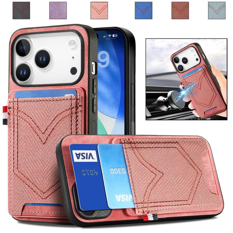 Denim Texture Leather Skin Phone Case with Card Slot, For iPhone 17e / 16e, For iPhone 17 Pro Max, For iPhone 17 Pro, For iPhone 17